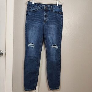 Old Navy Women's Jean's Size‎ 8 Rockstar Super Skinny High Rise Ripped Med Wash